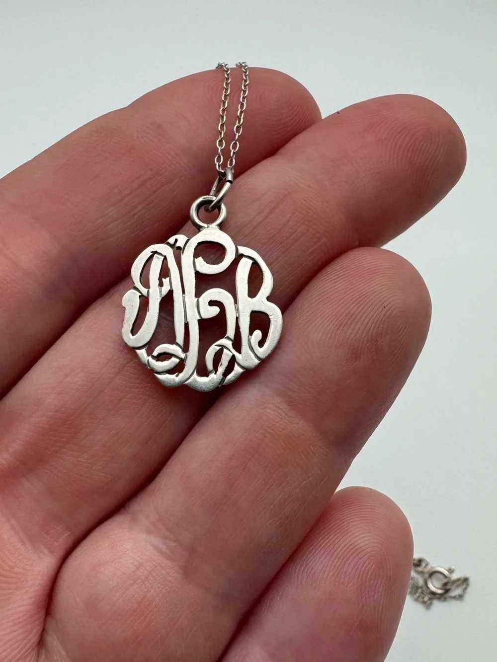 Sterling Silver 925 Monogrammed Pendant Necklace AGB